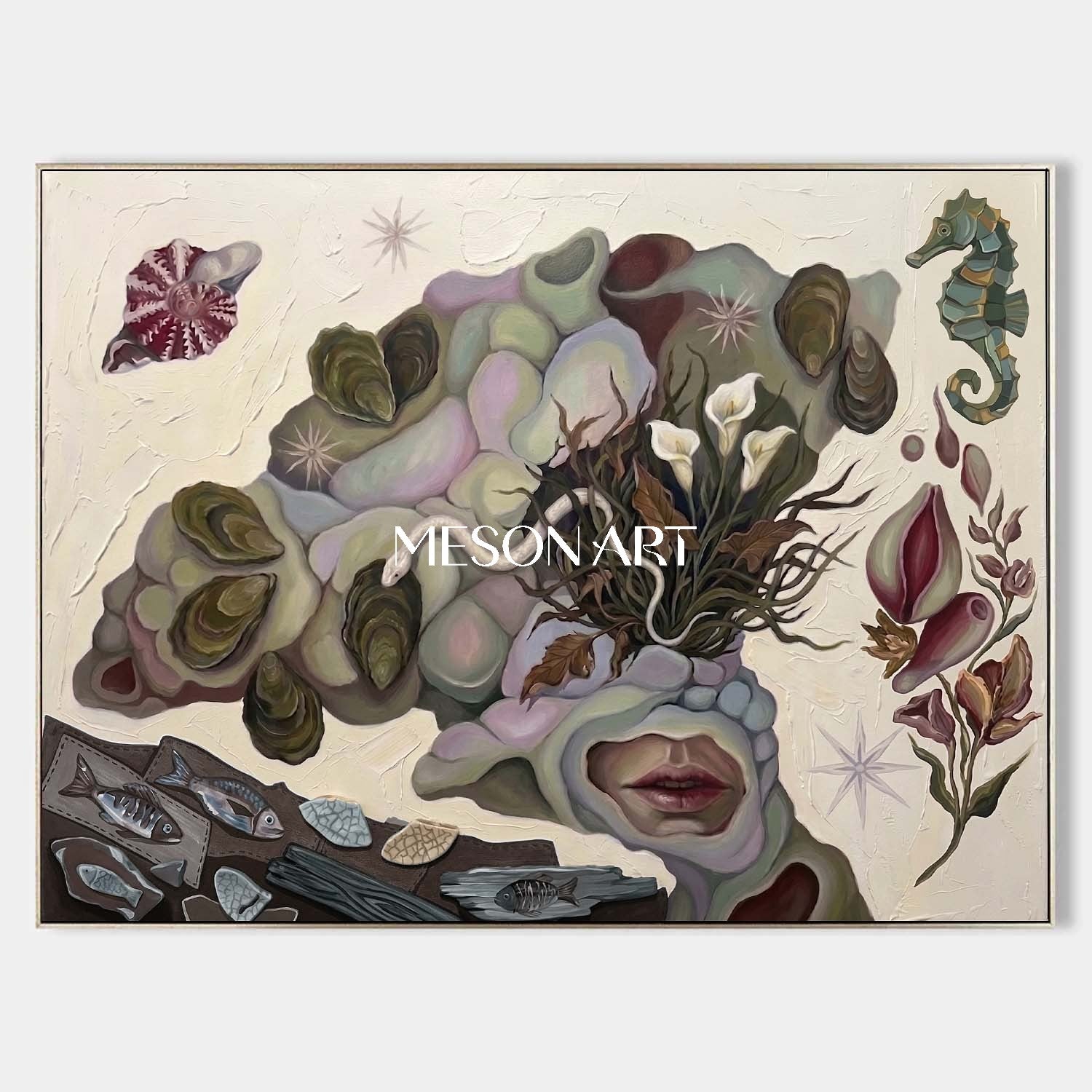 Original Surrealist Painting Textured Large Canvas Bedroom Wall Art