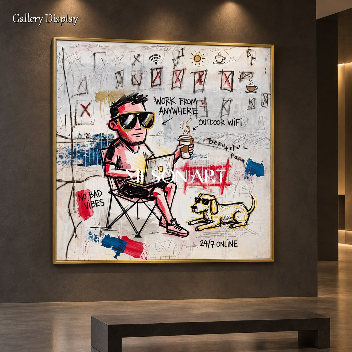 White And Red Modern Graffiti Wall Art Square Original Artist Hand Painted By Mesonart