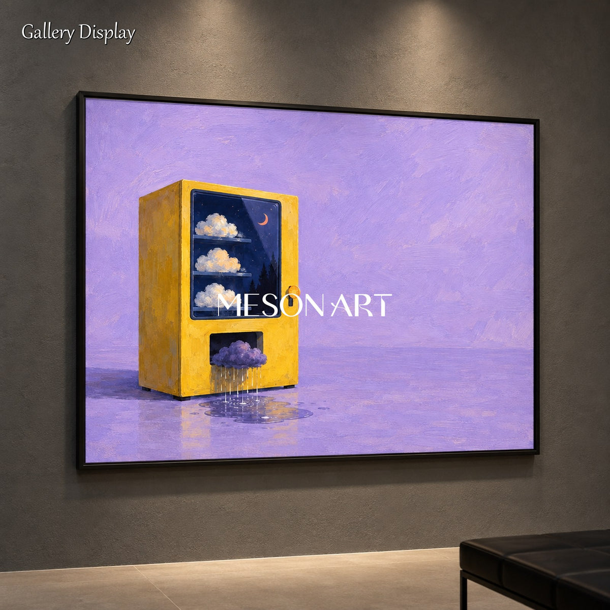 Purple And Yellow Surrealism Art Rectangular Canvas Painting Original Artist Hand Painted For Living Room By Mesonart