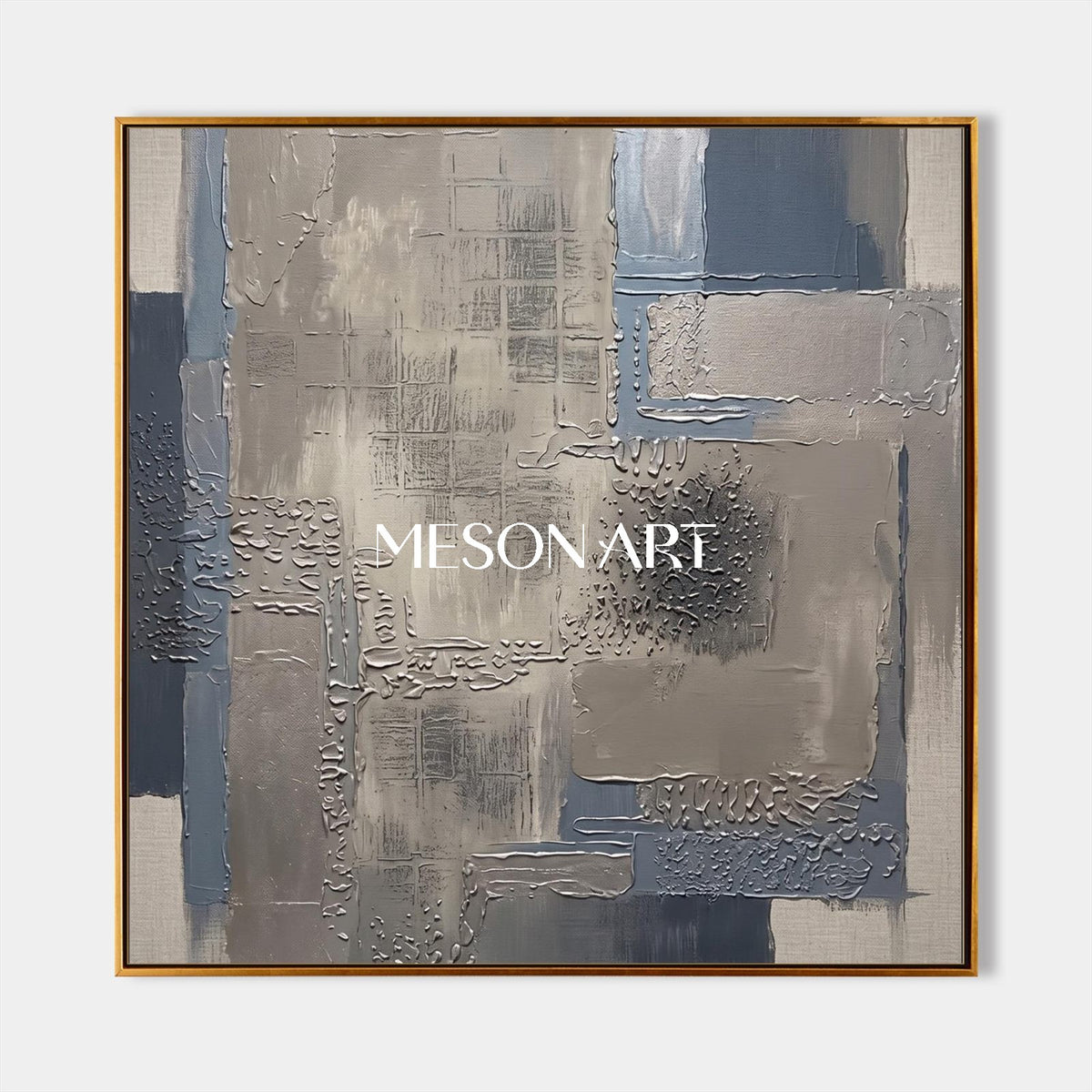 Gray Abstract Textured Wall Art Square Painting Original Artist Hand Painted By Mesonart