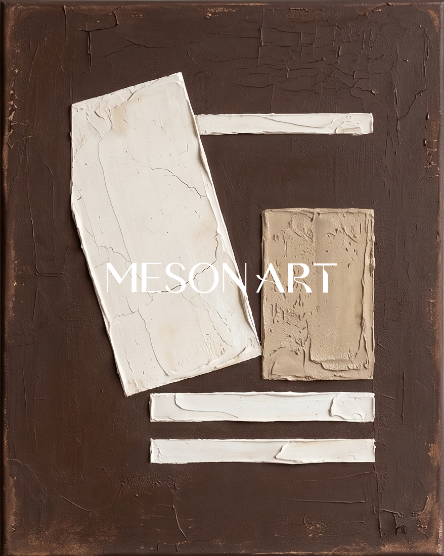 Brown Abstract Plaster Art Diptych For Wabi Sabi Home Decor Original Oil Painting