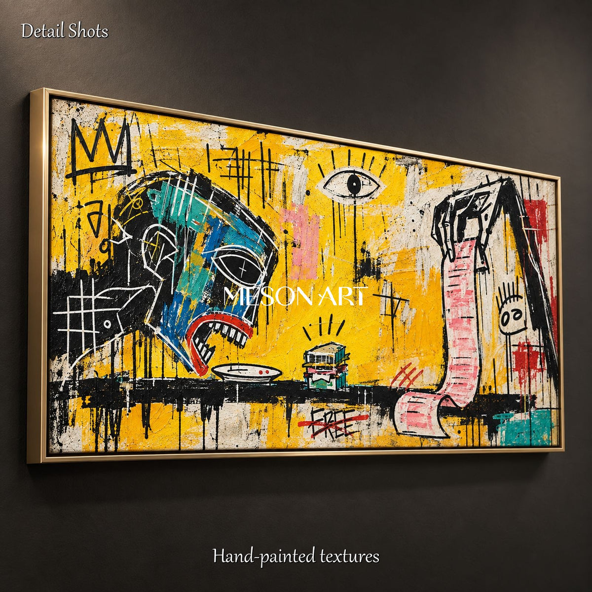 Yellow And Black Abstract Graffiti Pop Art Panoramic Wall Decor For Living Room Original Artist By Mesonart