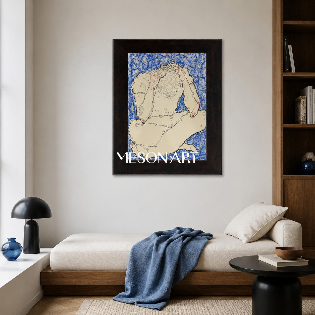 Blue And White Fine Art Statement Piece Rectangular Wall Decor For Living Room Original Artist By Mesonart