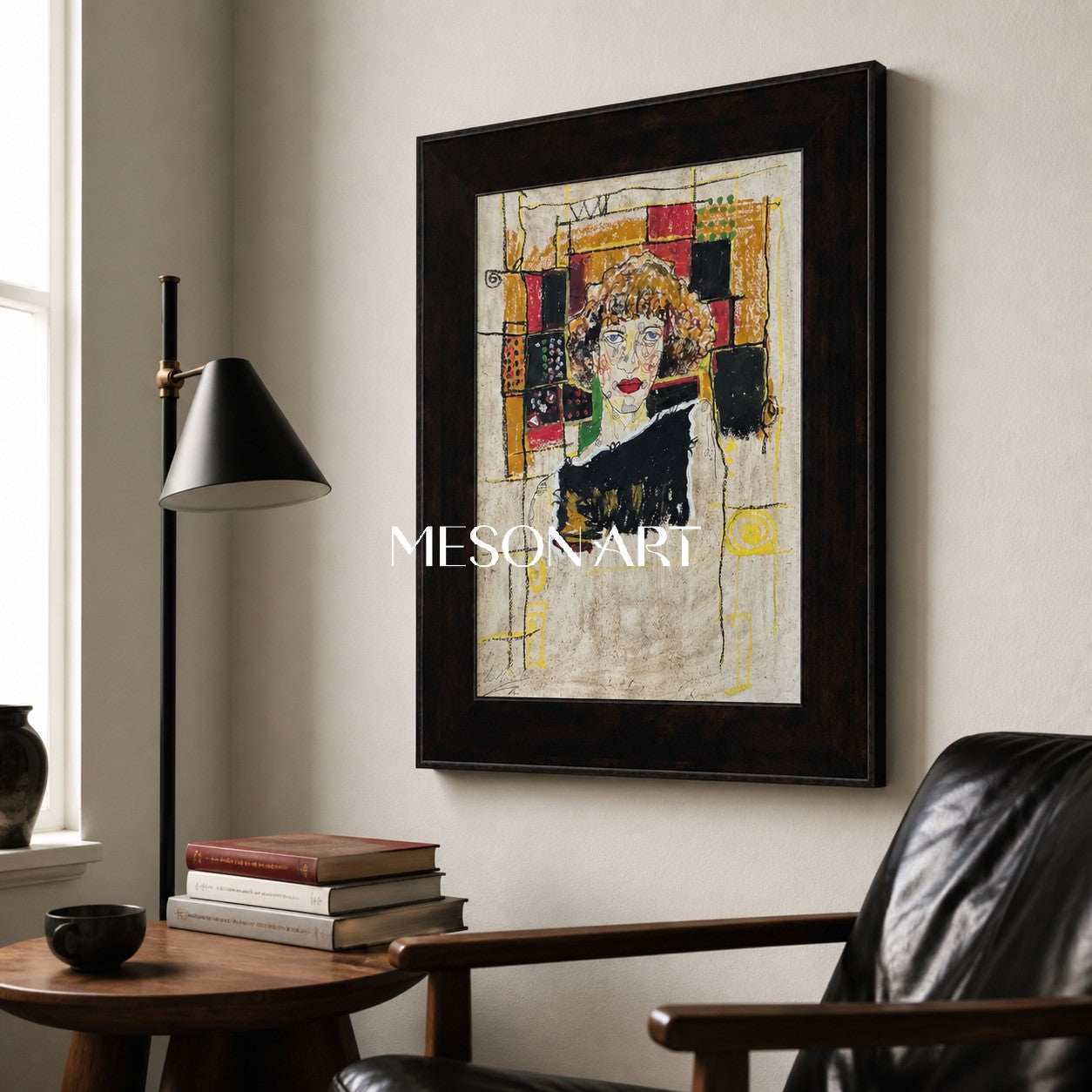 Beige Contemporary Figurative Painting Original Artist Hand Painted Rectangular Wall Art For Living Room By Mesonart