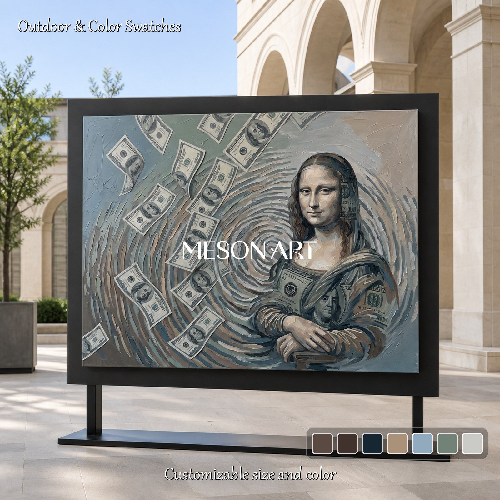 Green And Gray Surrealism Conceptual Art Rectangular Painting Original Artist Hand Painted For Living Room By Mesonart