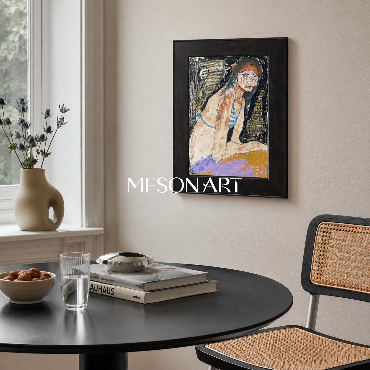 Brown And Black Contemporary Figurative Painting Original Artist Hand Painted Rectangular Wall Art Statement Artwork By Mesonart