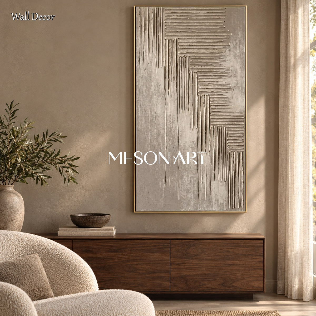 Gray Textured Wall Art Large Abstract Original Artist Hand Painted Panoramic By Mesonart