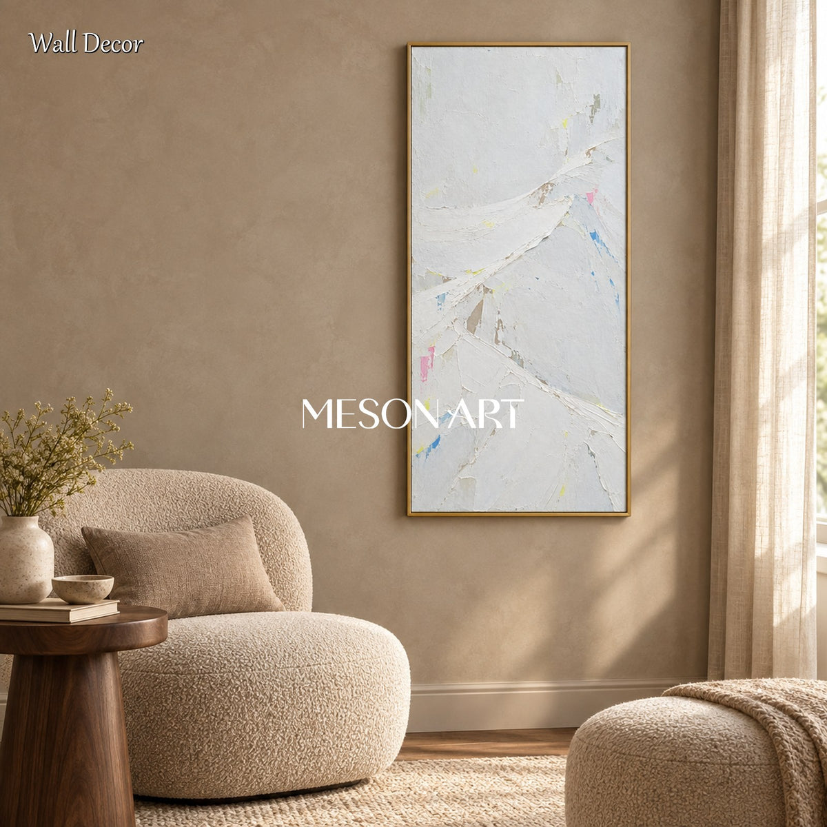 White And Gray Abstract Painting Organic Modern Landscape Palette Knife Art By Mesonart