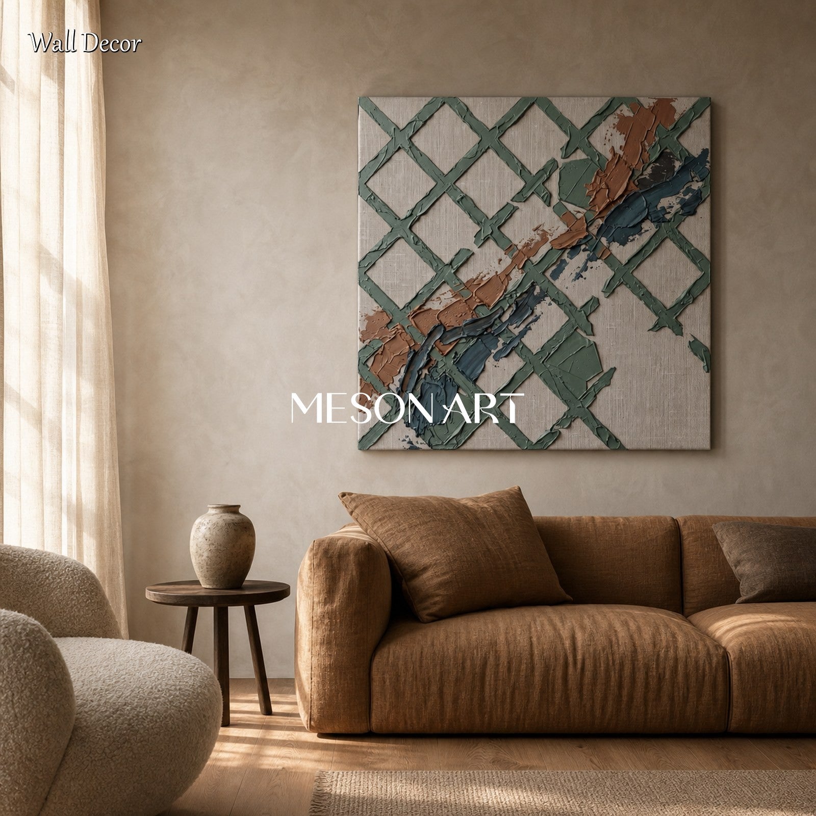 Minimalist Abstract Painting With Textured Relief For Modern Living Room Decor