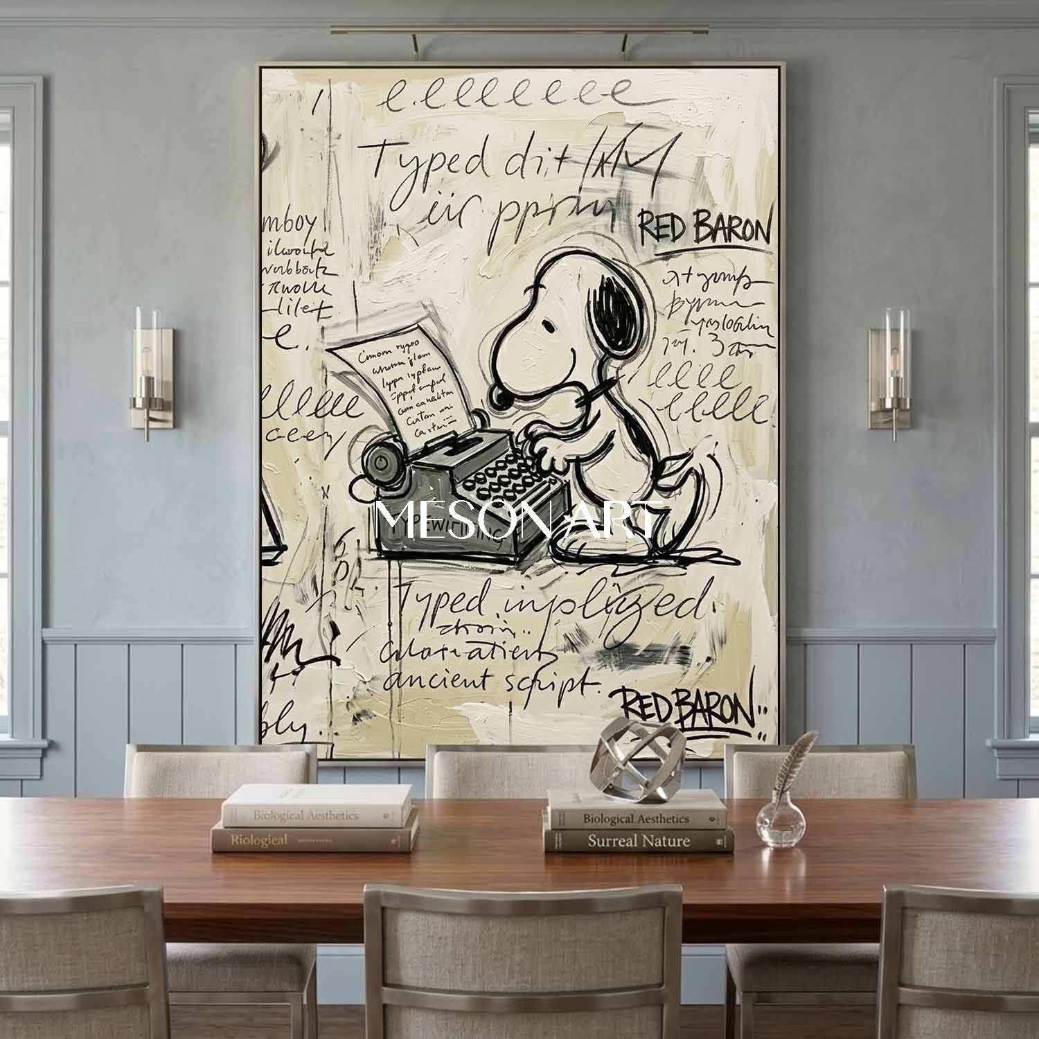 Original Snoopy Typewriter Handmade Couch Canvas Statement Painting