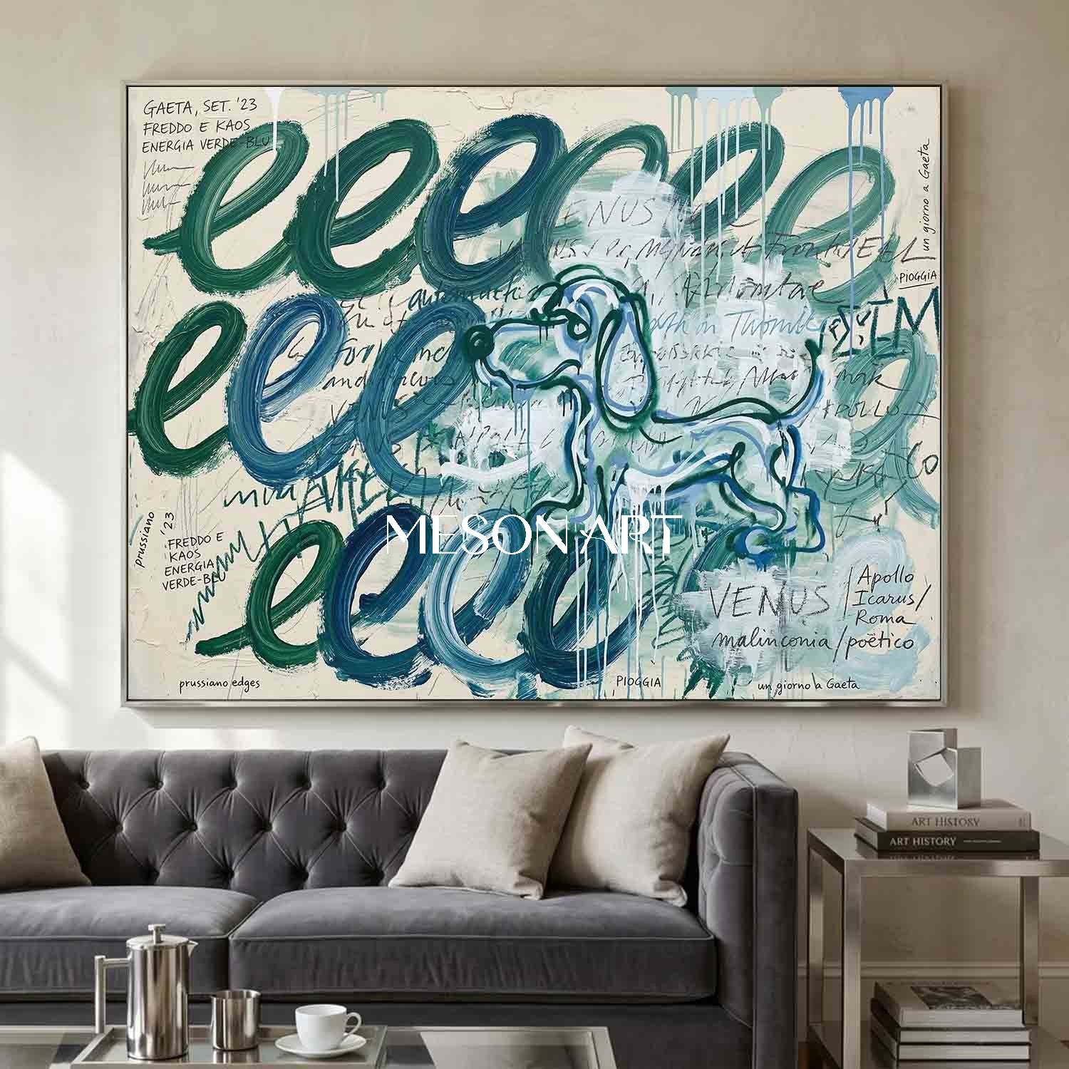Neo-Expressionism Dachshund Oil Painting Urban Art Above Couch Artwork