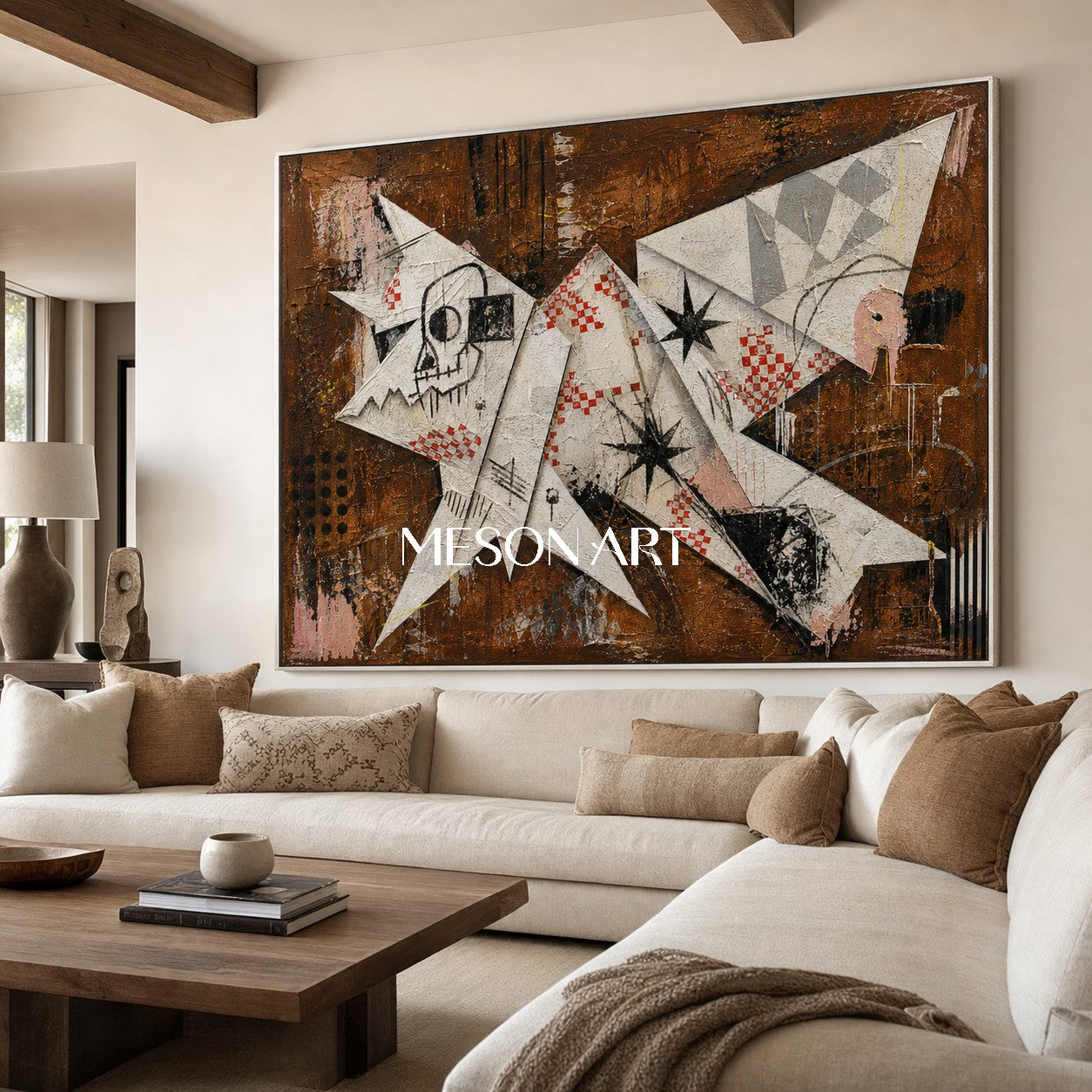 Original Pop Art Painting With Symbolic Animal Motifs For Modern Home Decor