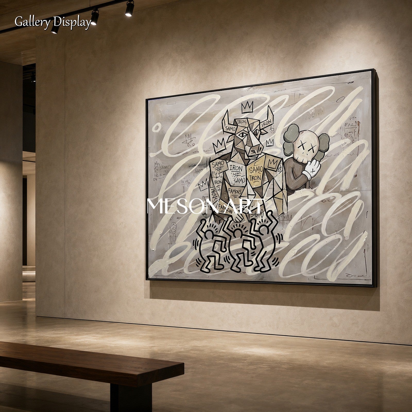 Abstract Graffiti Style Painting With Pop Culture Icons For Modern Living Room Decor