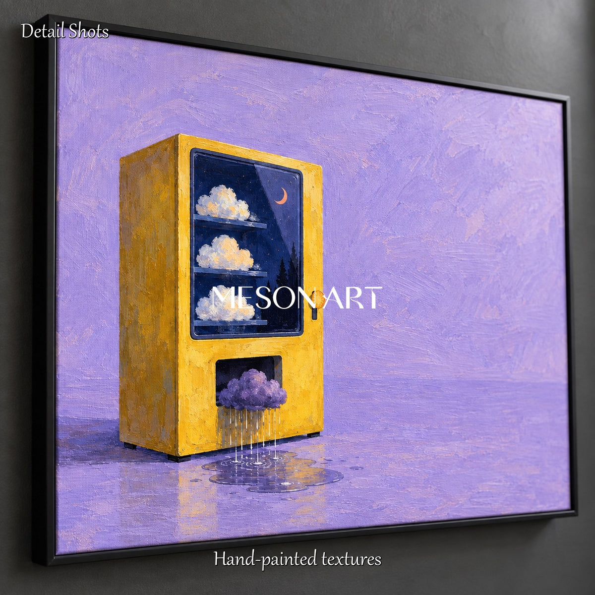 Purple And Yellow Surrealism Art Rectangular Canvas Painting Original Artist Hand Painted For Living Room By Mesonart
