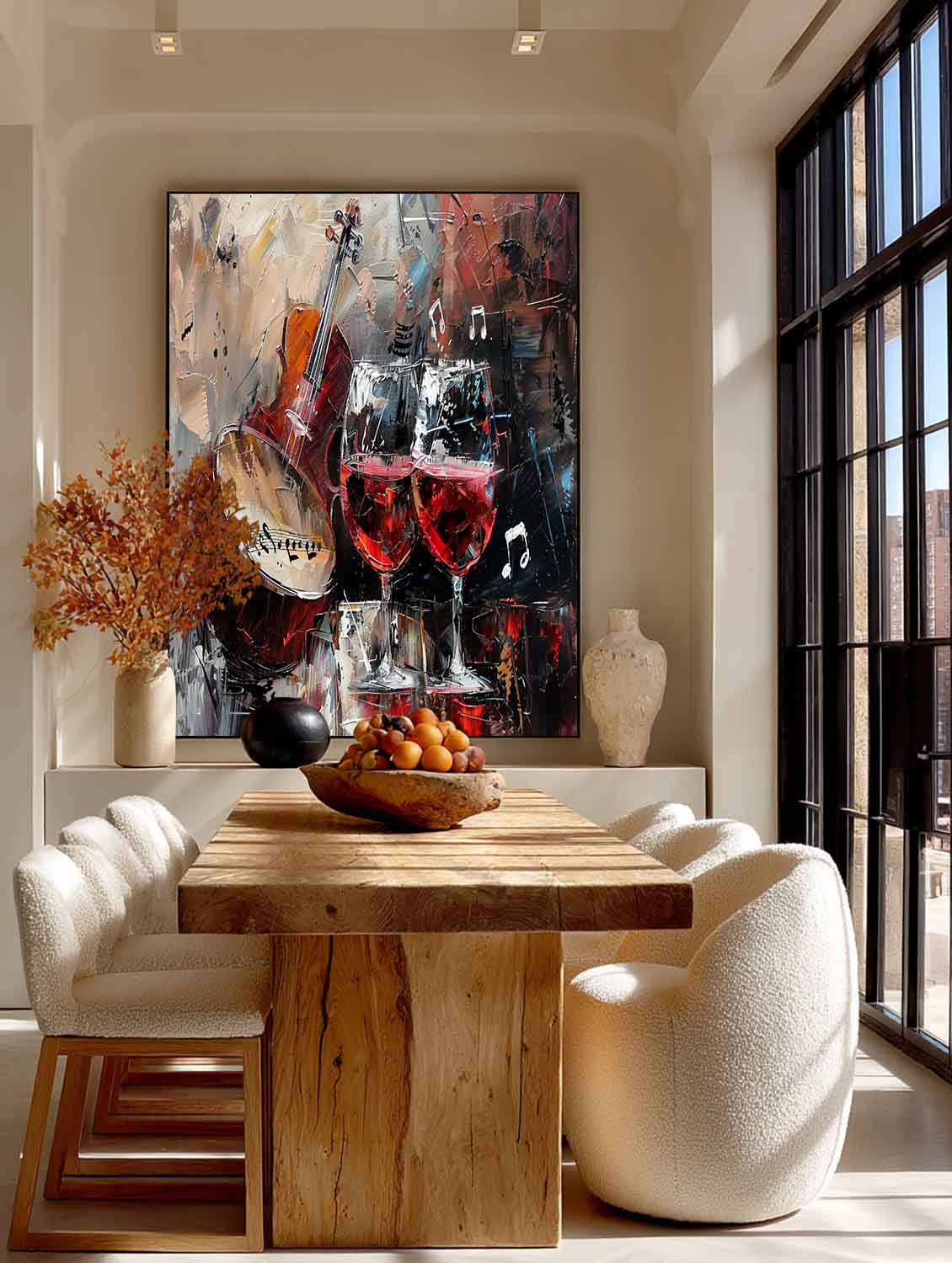 Large Wine Glasses And Drum Rack Abstract Canvas Art For Sale Red Wine Wall Art Decoration