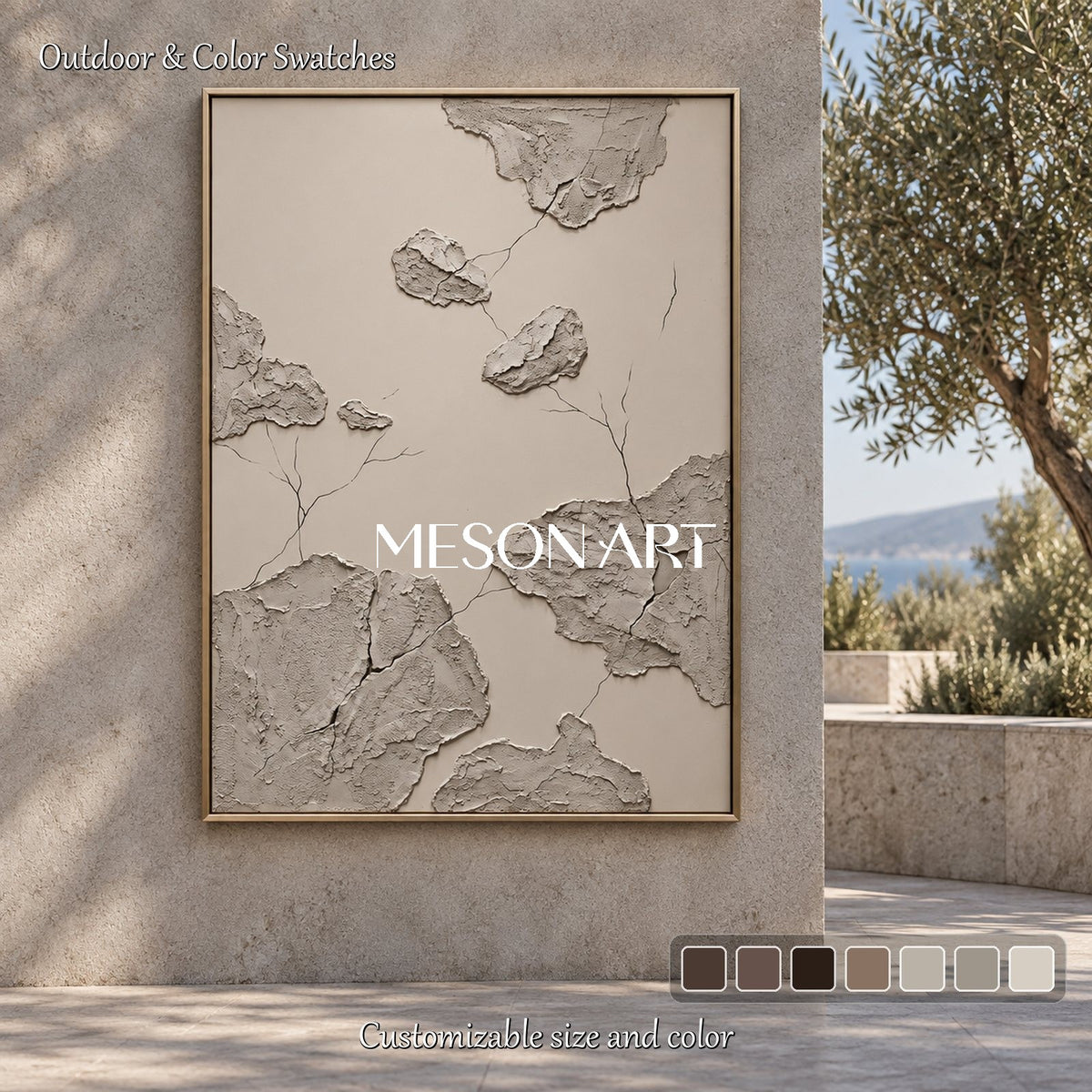 Gray Abstract Art Wabi Sabi Rectangular Wall Decor For Living Room By Mesonart