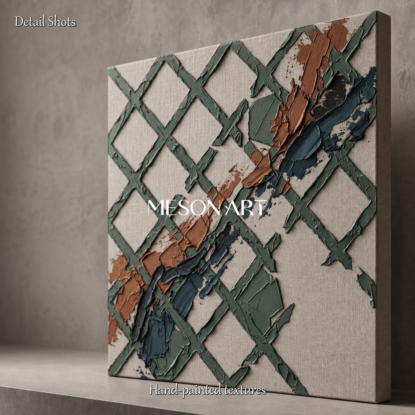 Minimalist Abstract Painting With Textured Relief For Modern Living Room Decor