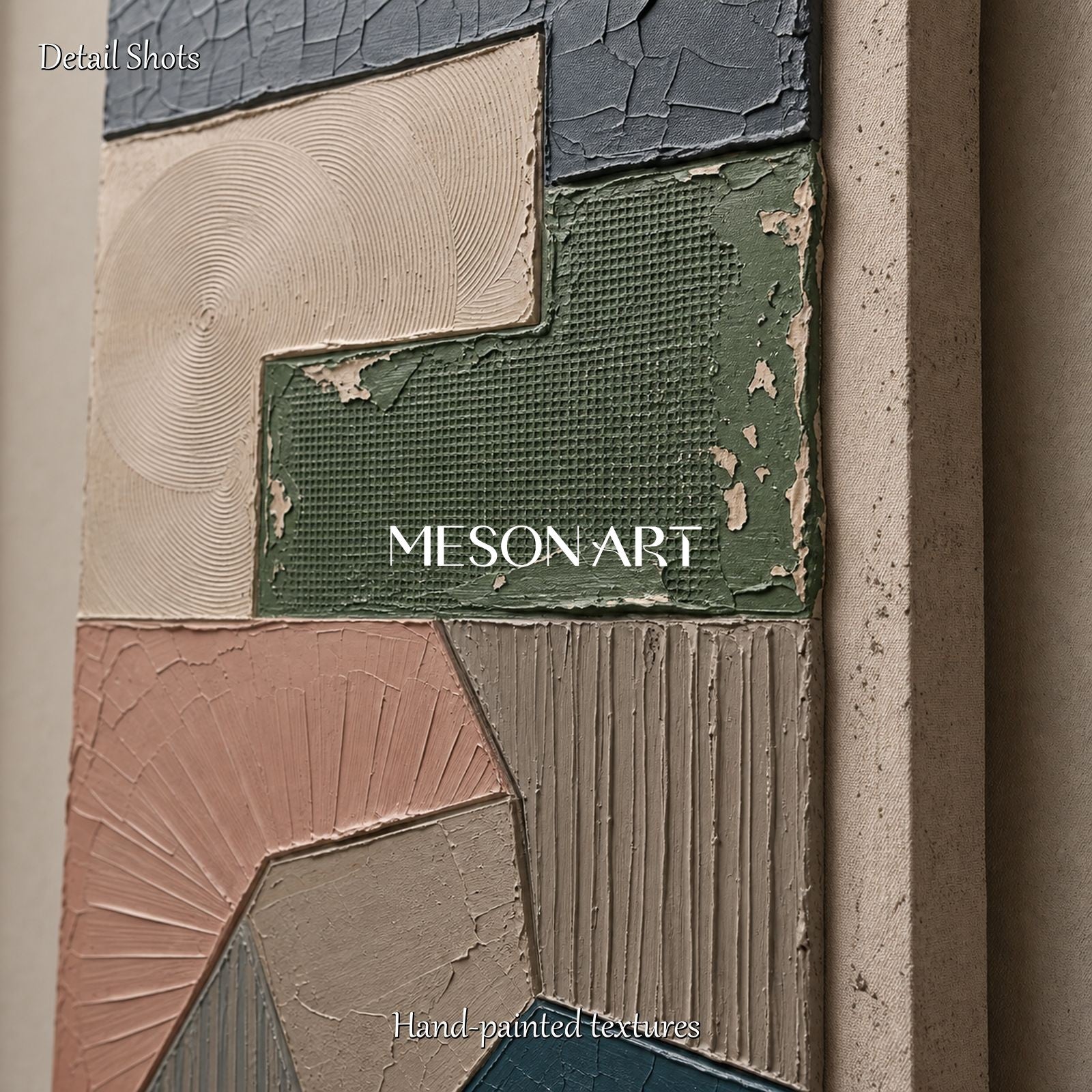 Large Earthy Minimalist Wall Art With Textured Geometric Forms For Modern Home