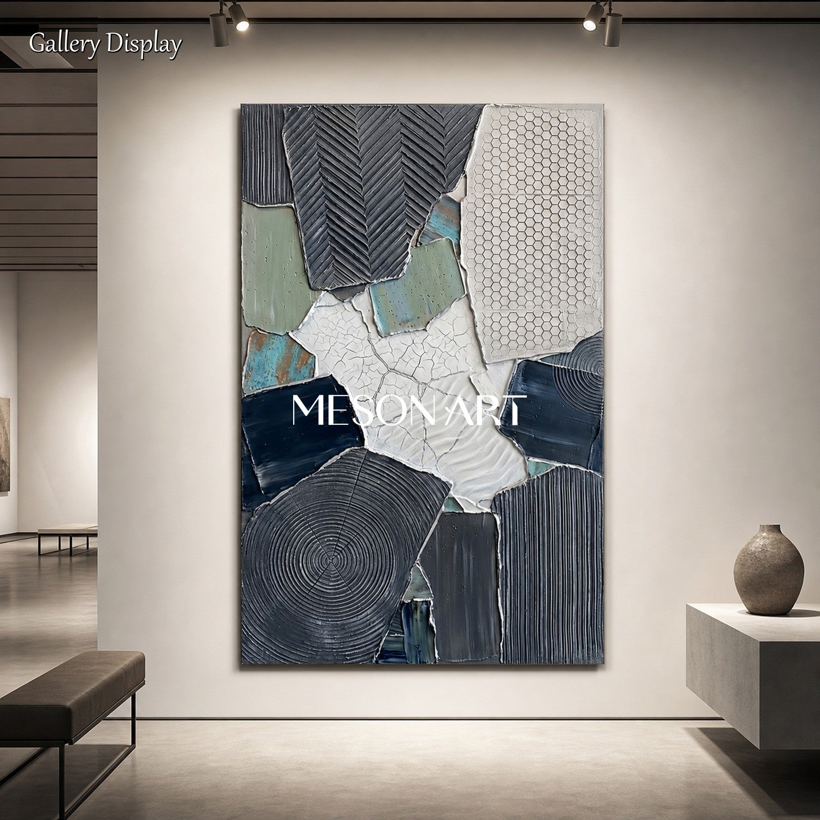Minimalist Abstract Painting With Textured Relief For Modern Living Spaces