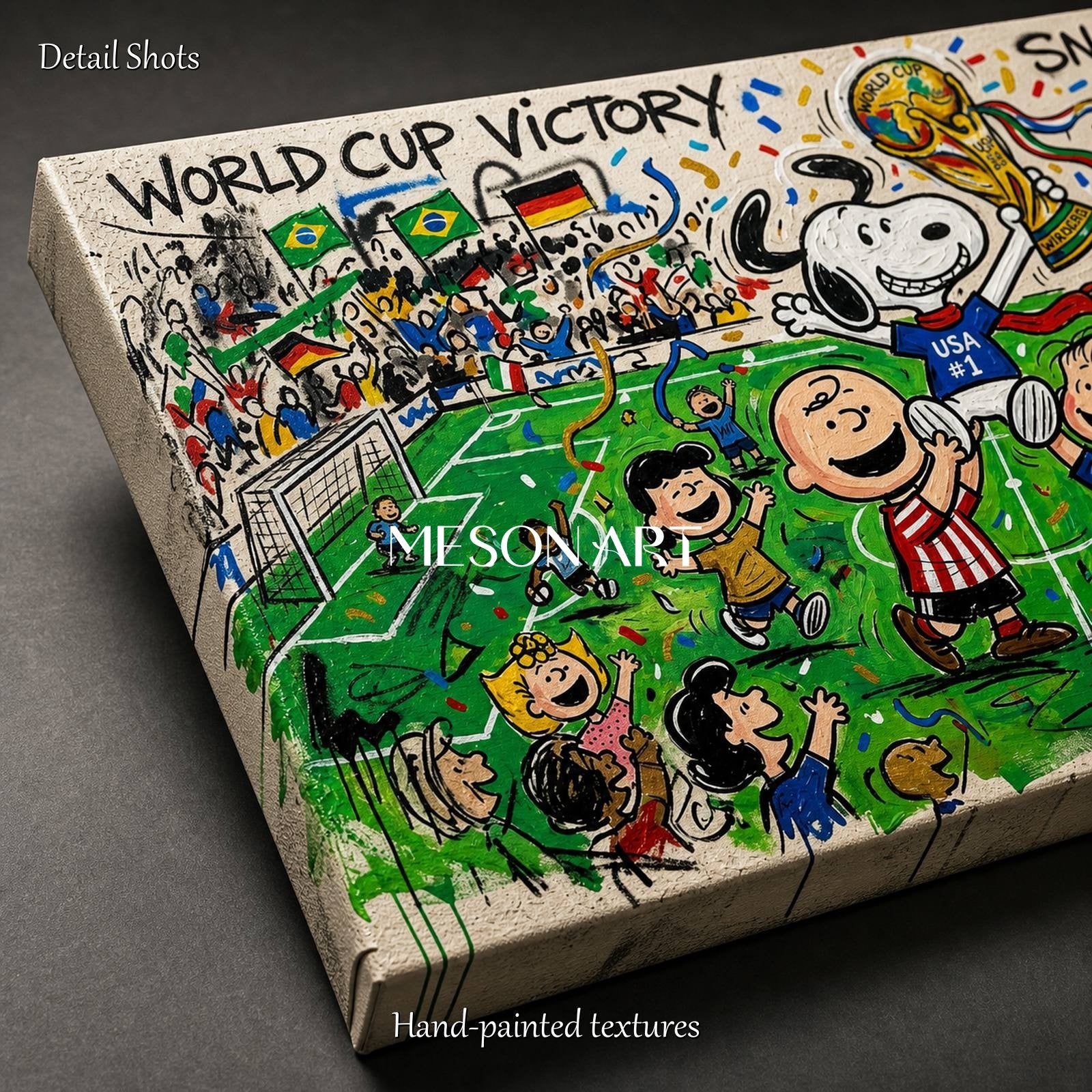 Snoopy World Cup Victory Pop Art Painting For Modern Living Room And Game Room Decor