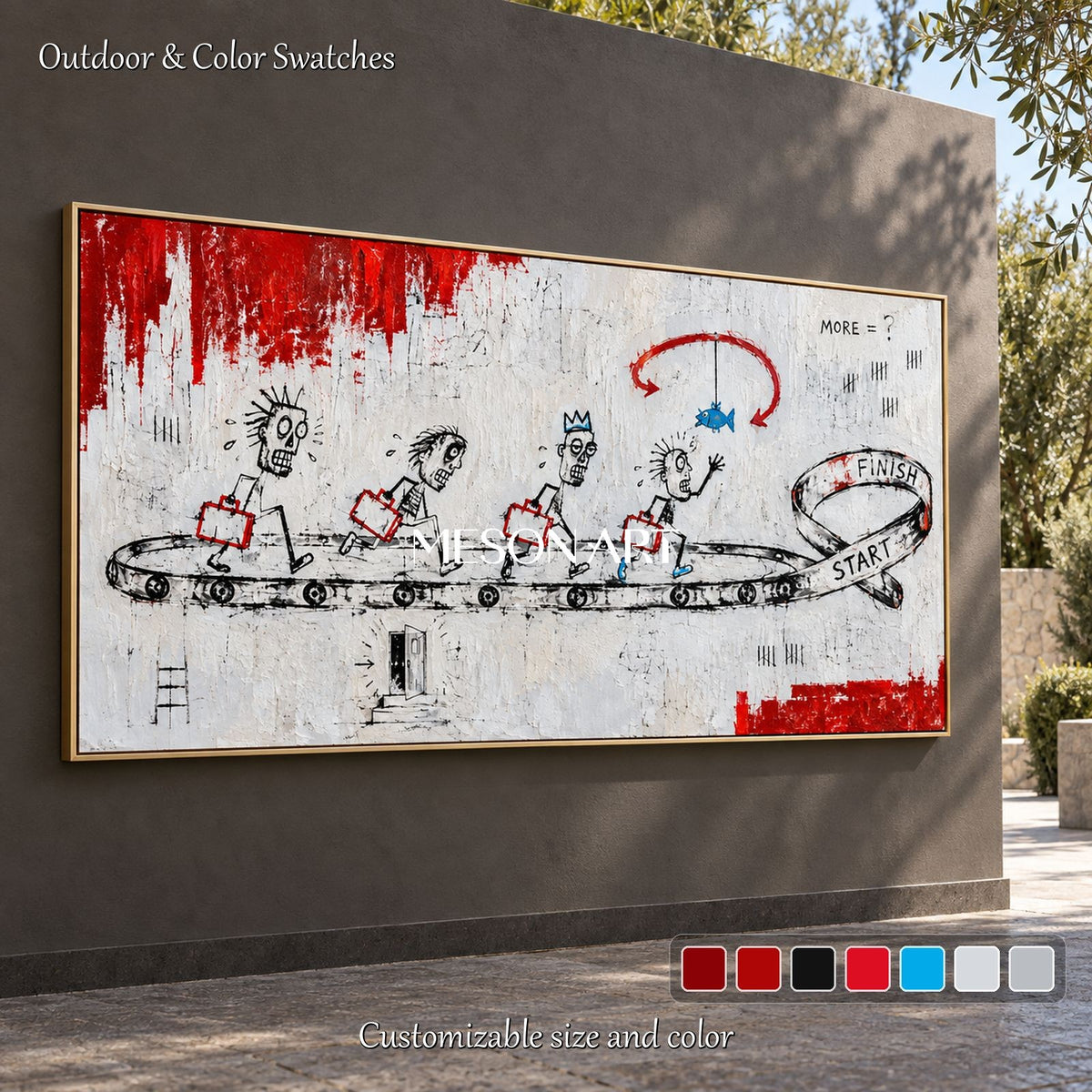 Red And White Abstract Painting Original Hand Painted Contemporary Art For Living Room By Mesonart