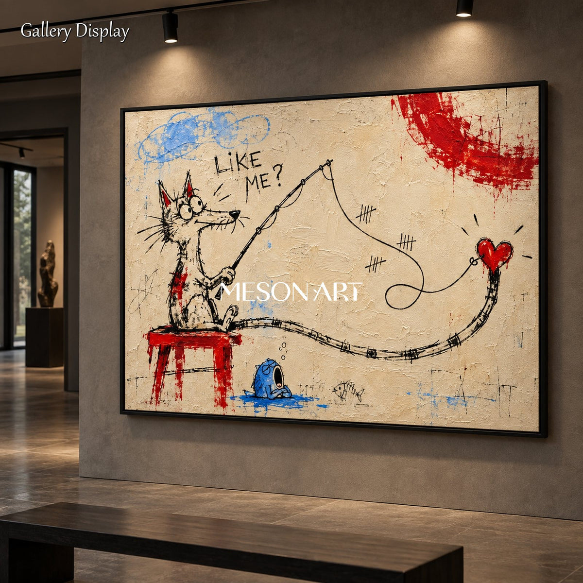 Beige And Red Abstract Graffiti Painting Original Artist Urban Wall Art Rectangular By Mesonart