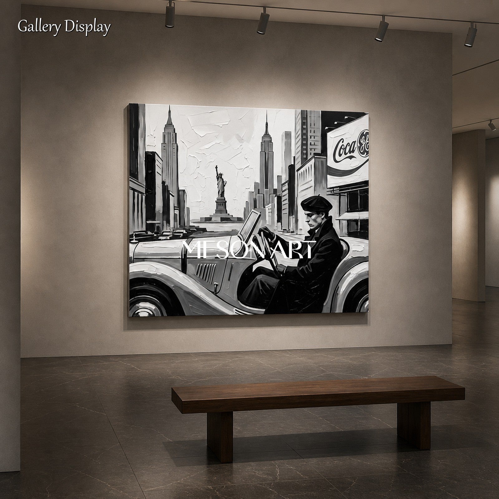 Black And White Cityscape Painting Modern Urban Sketch Art Rectangular Wall Decor By Mesonart