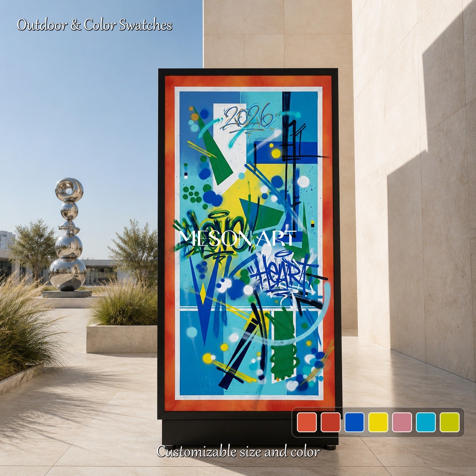 Blue Graffiti Art Wall Decor Panoramic Cool Banksy Style Original Artist Hand Painted By Mesonart
