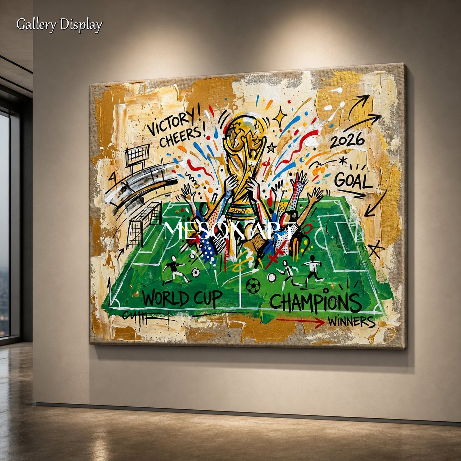 Champion Trophy Graffiti Art For Modern Living Room And Game Room Wall Decor