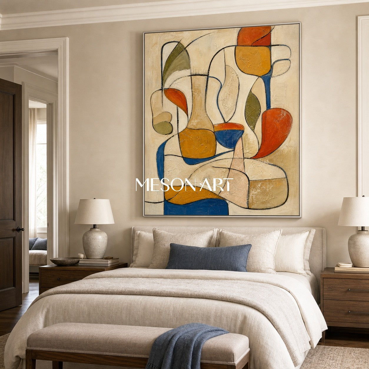 Abstract Geometric Wall Art With Textured Finish For Mid Century Modern Decor