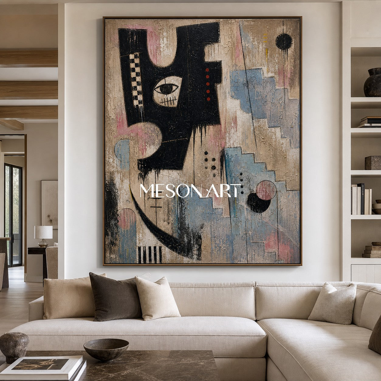 Original Urban Graffiti Art Painting With Textured Relief For Modern Industrial Loft Decor