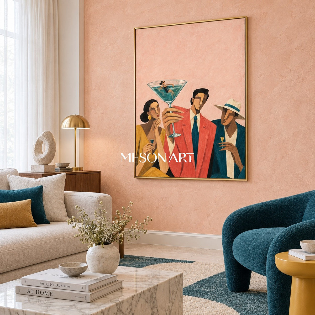 Pink Minimalist Figurative Modern People Art Rectangular Graphic Fashion Painting By Mesonart