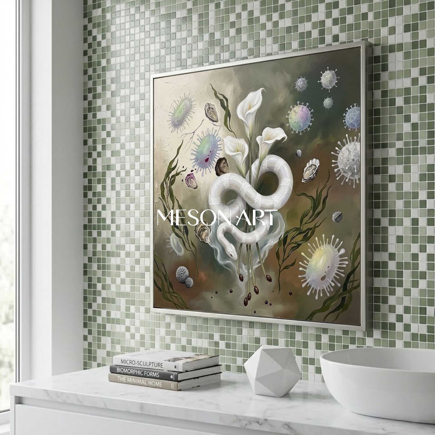 Large Hand Painted Spa Surrealism Wall Art Symbolist Calla Lily Canvas