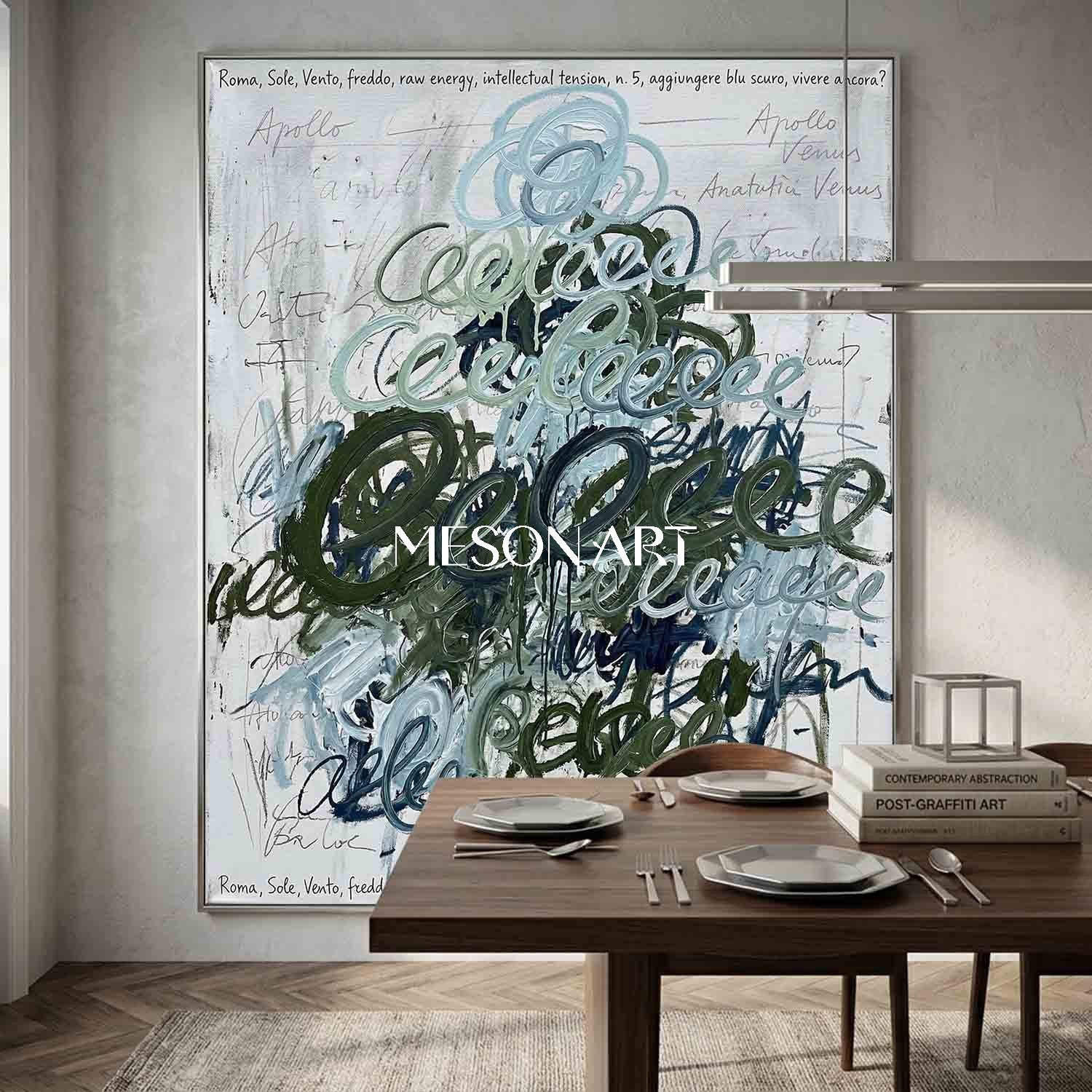 Original Graffiti Abstract Scribble Oil Painting Modern Office Decor