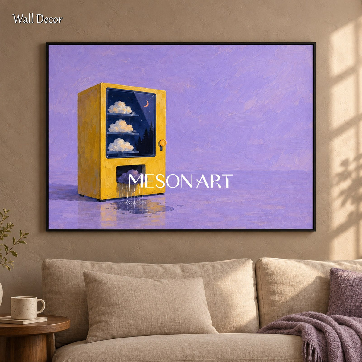Purple And Yellow Surrealism Art Rectangular Canvas Painting Original Artist Hand Painted For Living Room By Mesonart