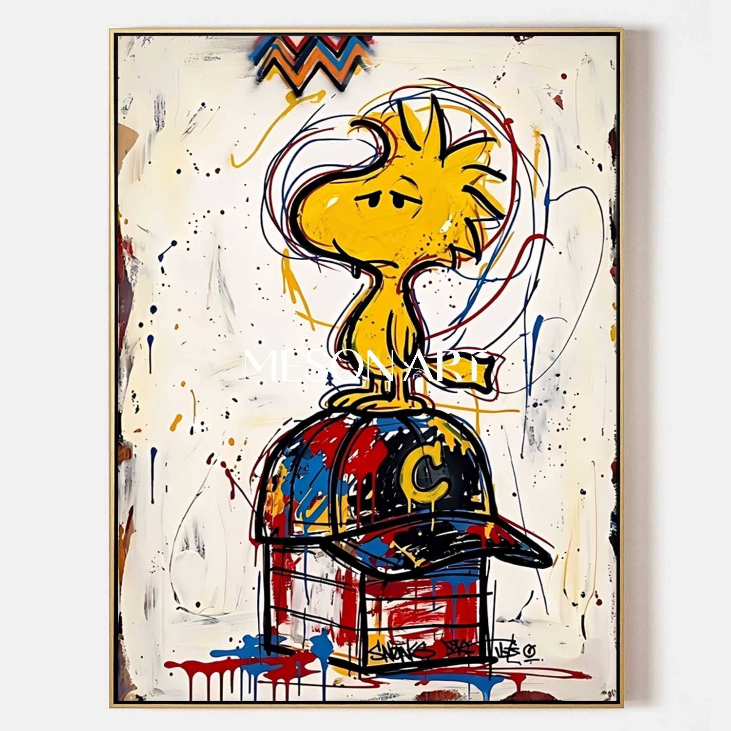 Graffiti Abstract Painting With Cartoon Character For Modern Living Room Entryway Kids Room