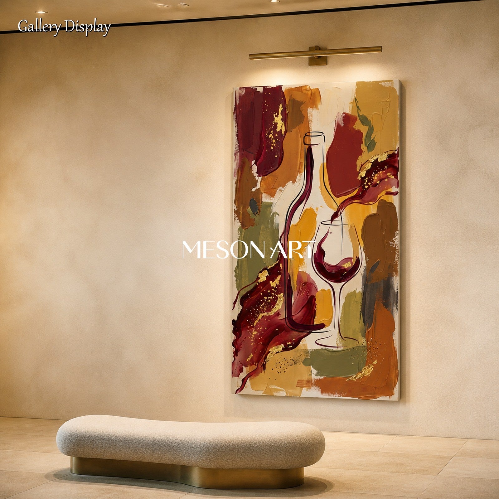 Red And Gold Figurative Painting Contemporary French Bistro Original Art By Mesonart