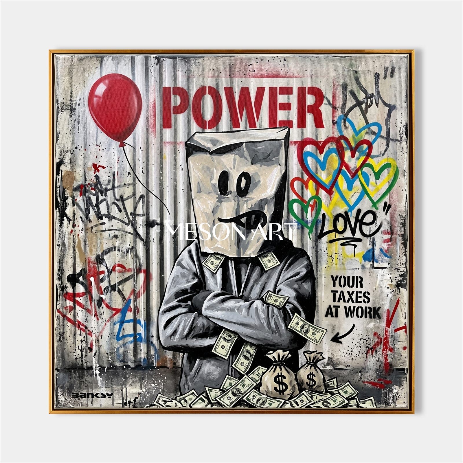 Red And Black Graffiti Painting Square Wall Art For Living Room Original Artist Hand Painted By Mesonart