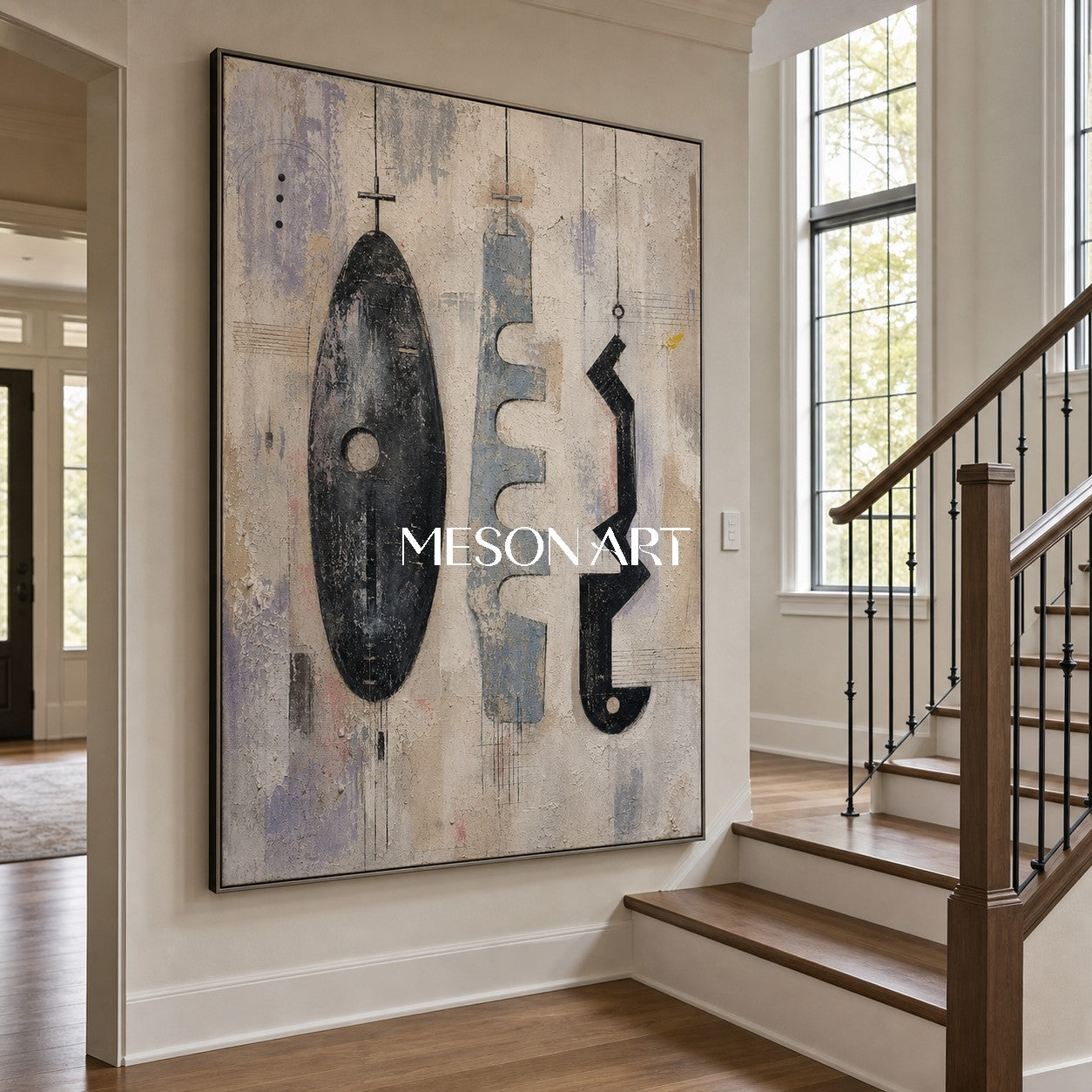 Minimalist Abstract Art With Textured Grey And Black Tones For Modern Home Decor