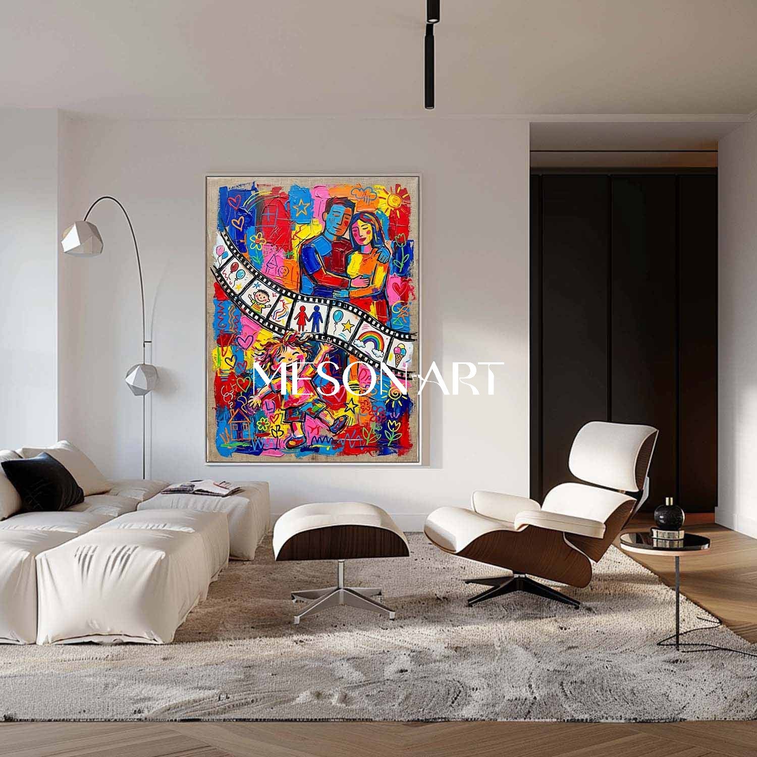 Vibrant Family Love Art With Colorful People For Living Room Decor