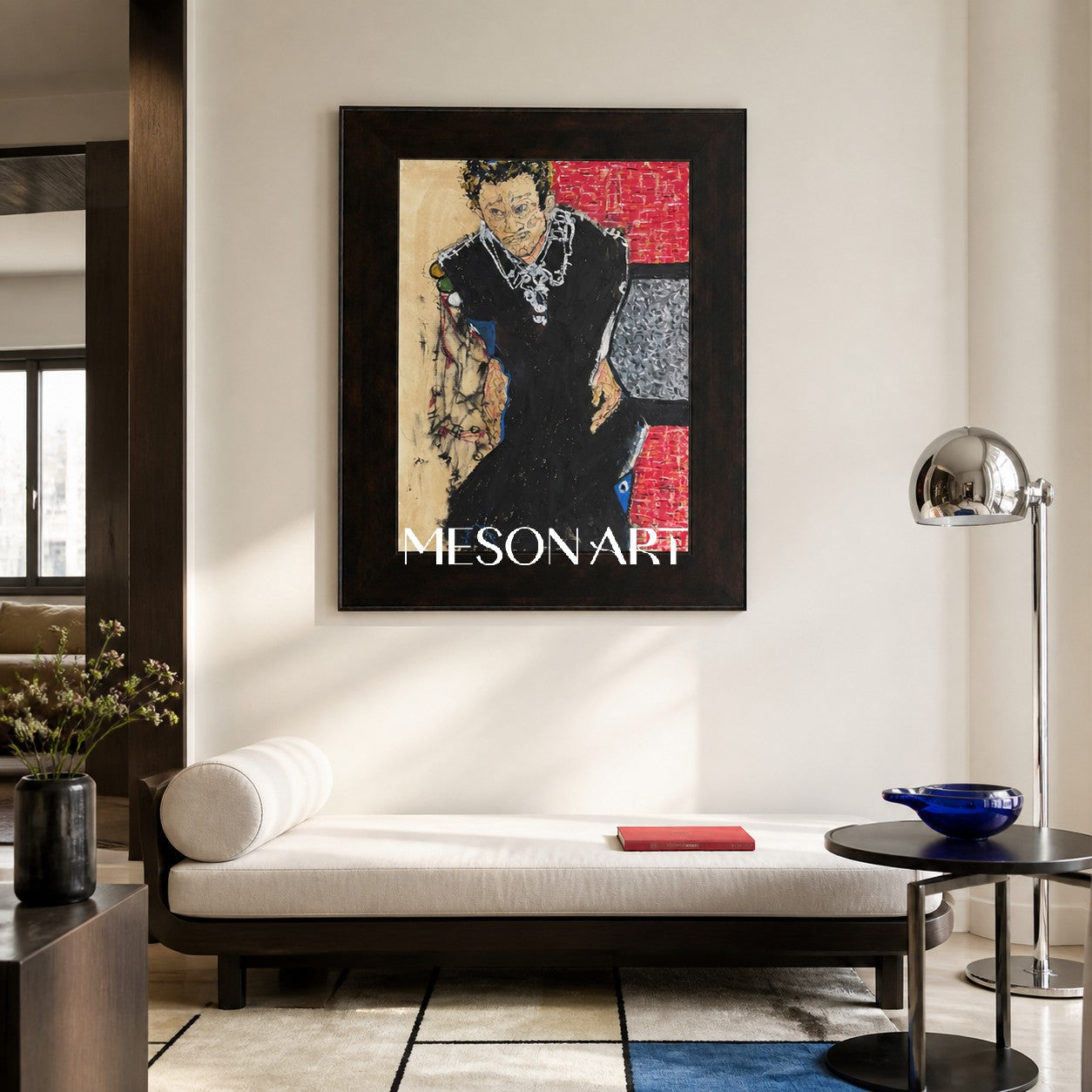 Black And Red Contemporary Painting Original Artist Statement Artwork Rectangular Wall Decor For Living Room By Mesonart