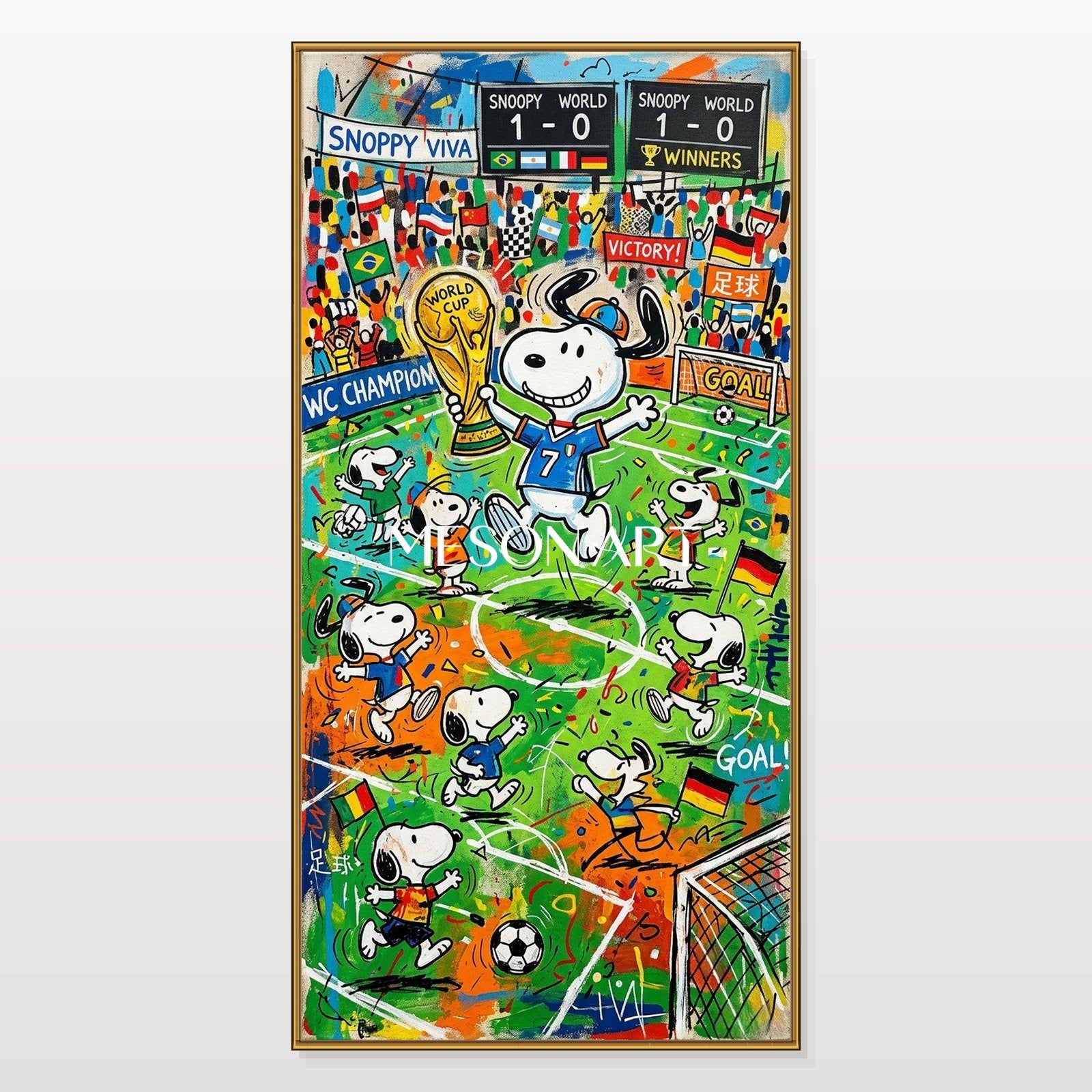 Large Snoopy World Cup Graffiti Painting For Kids Room Decor