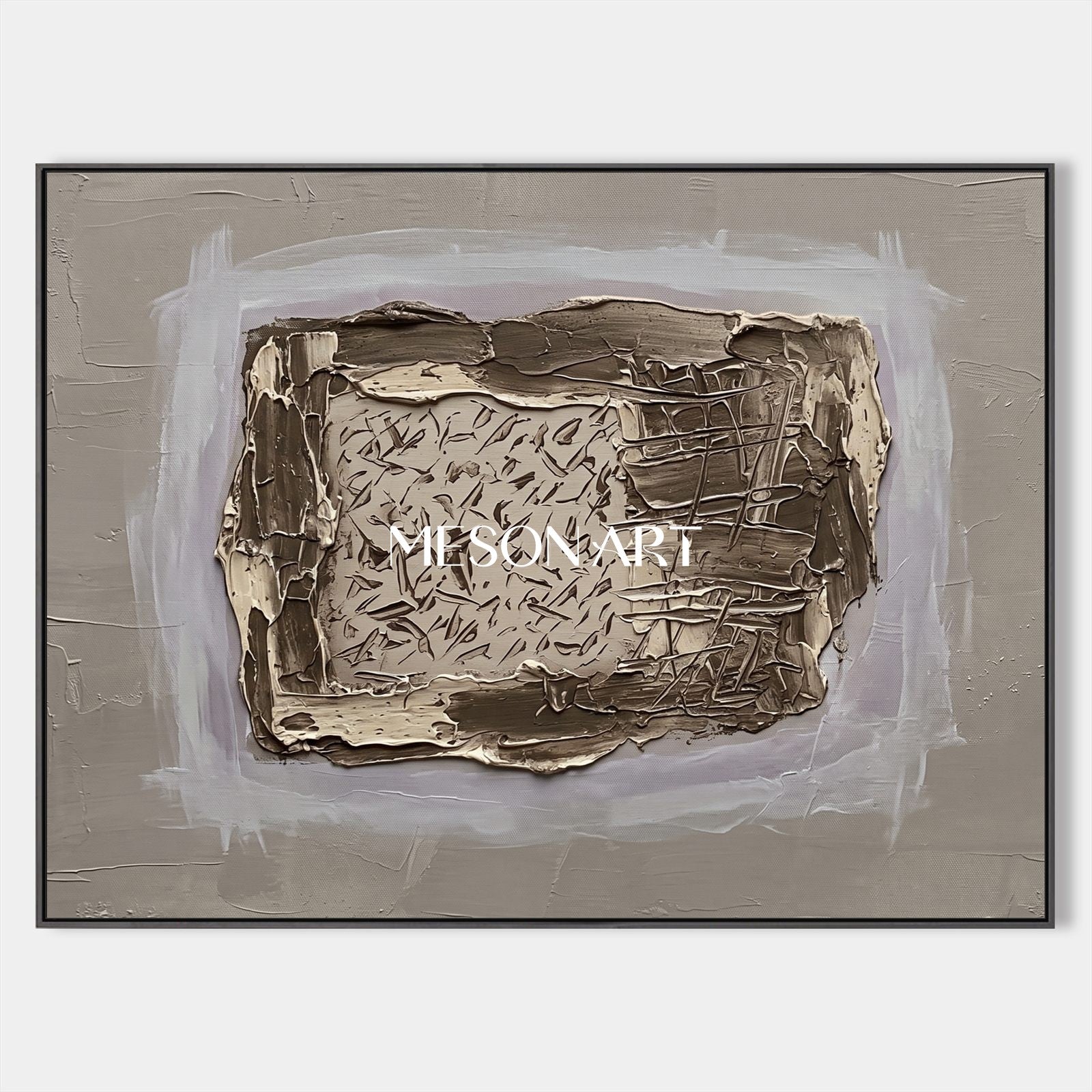 Minimalist Textured Abstract Art In Beige And Gray For Modern Home Decor