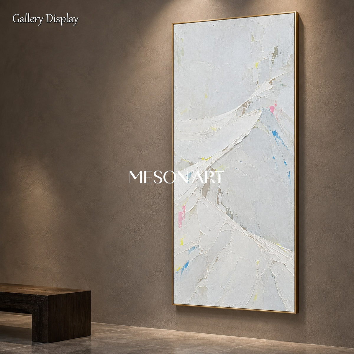 White And Gray Abstract Painting Organic Modern Landscape Palette Knife Art By Mesonart