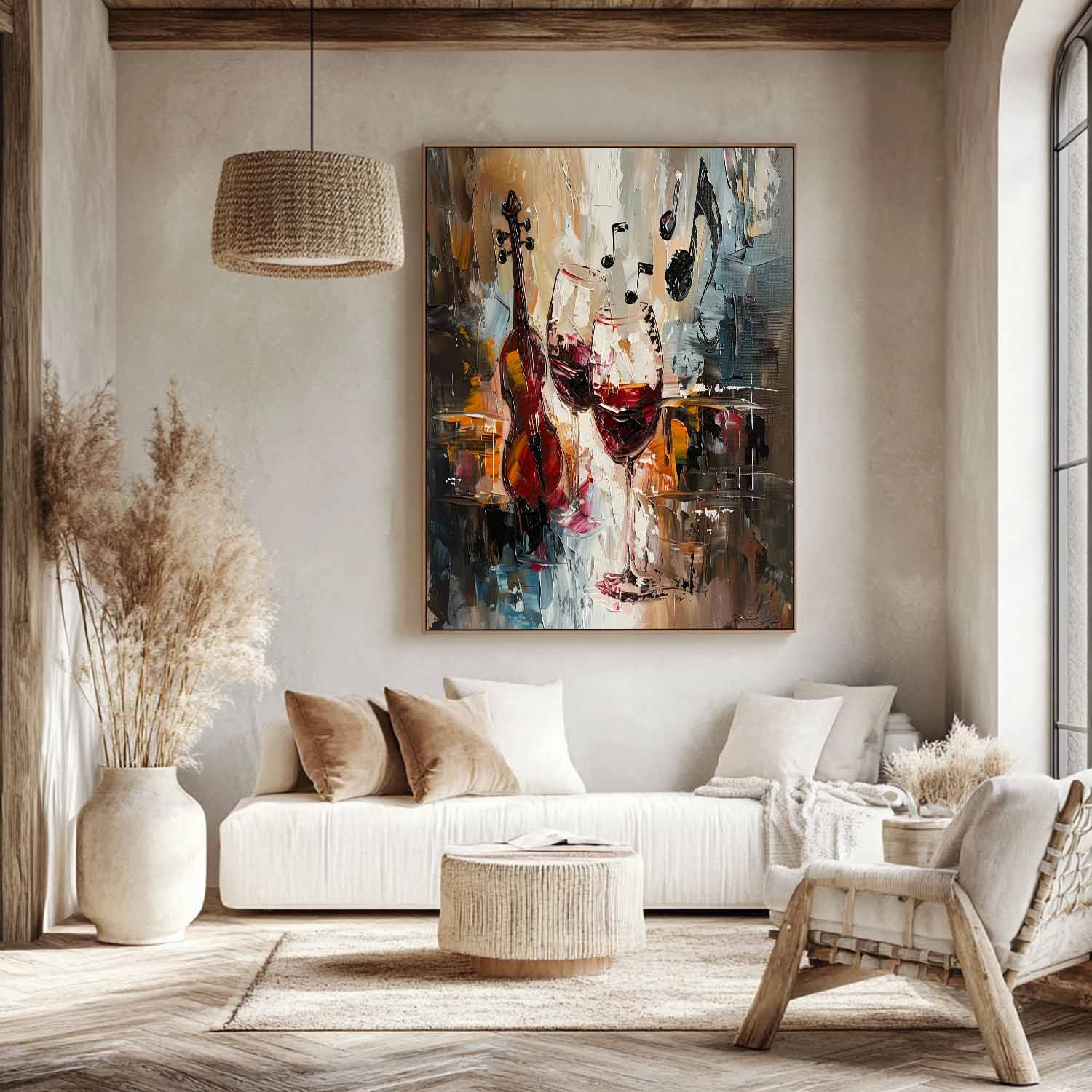Wine Glasses And Violin Drums Abstract Canvas Art For Sale Violin And Wine Wall Art Decoration