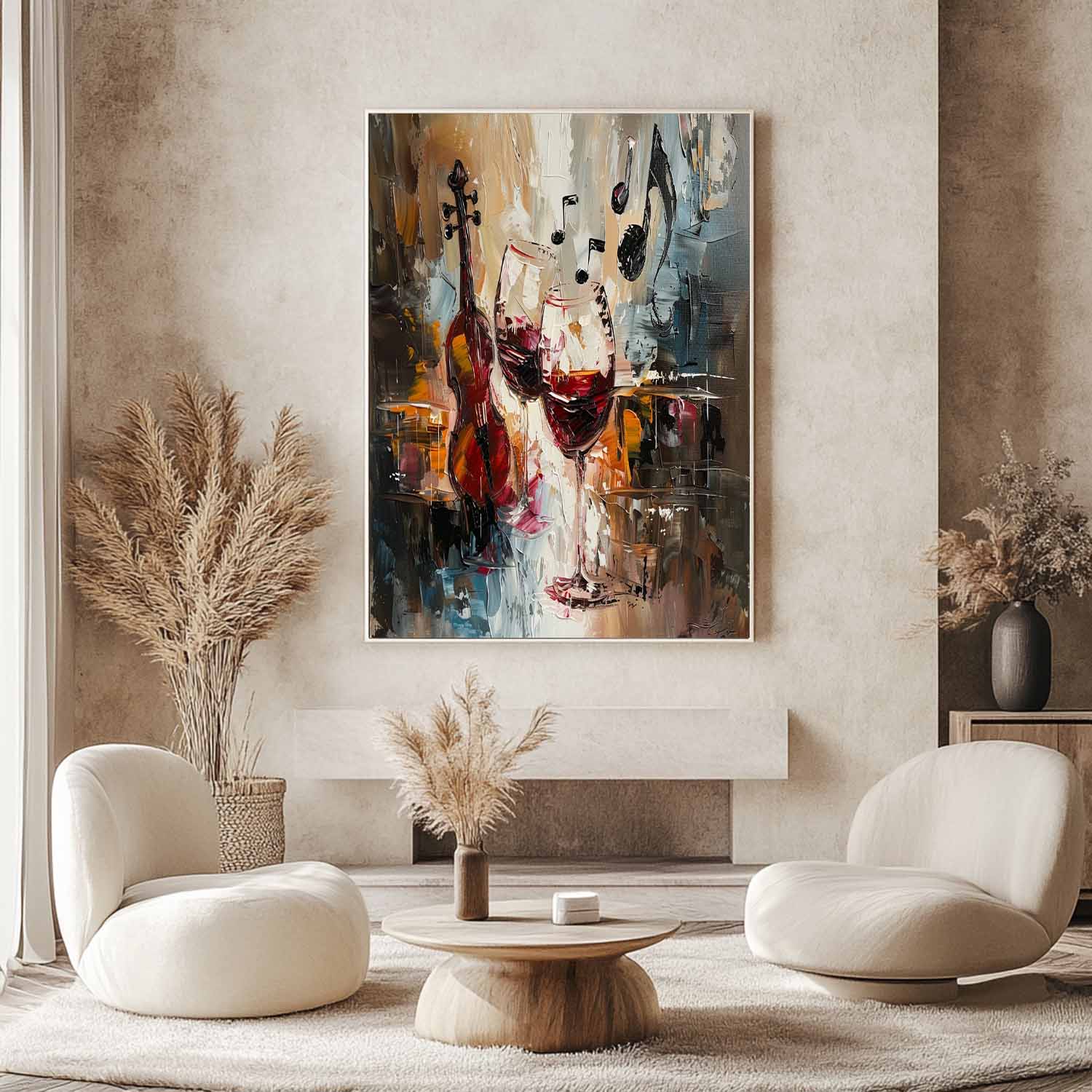Wine Glasses And Violin Drums Abstract Canvas Art For Sale Violin And Wine Wall Art Decoration