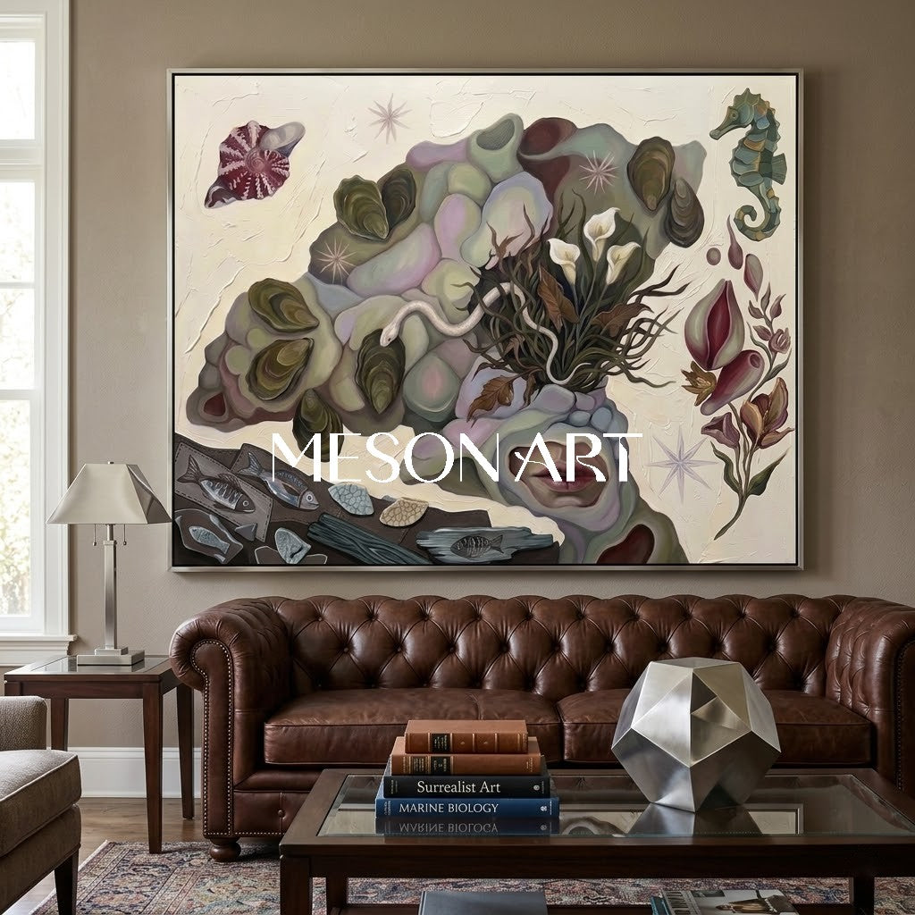 Original Surrealist Painting Textured Large Canvas Bedroom Wall Art