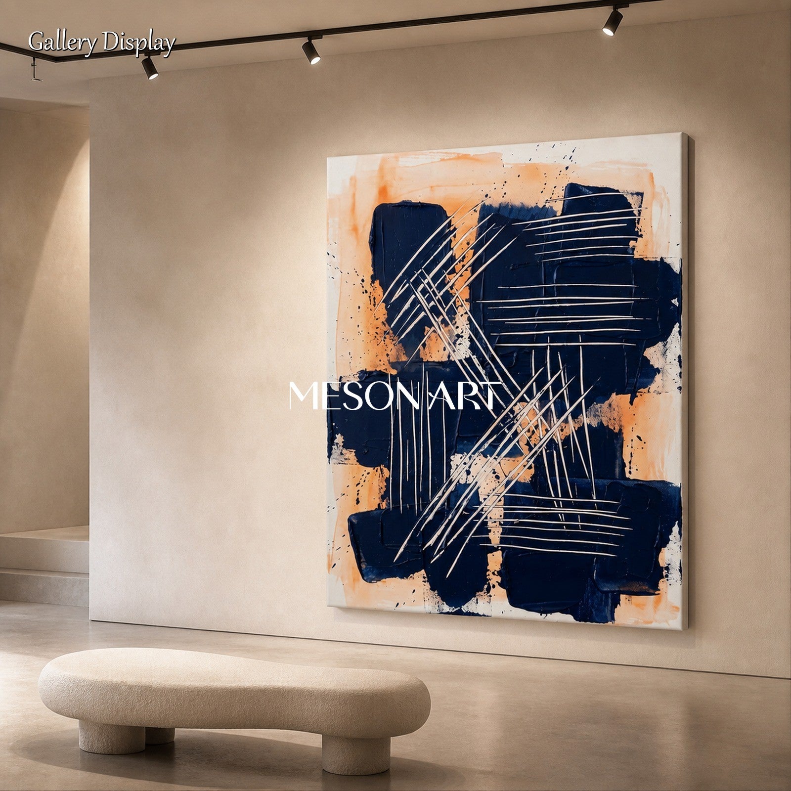 Black And Orange Abstract Expressionism Painting Inspired By Pollock Style Rectangular Wall Art For Living Room By Mesonart