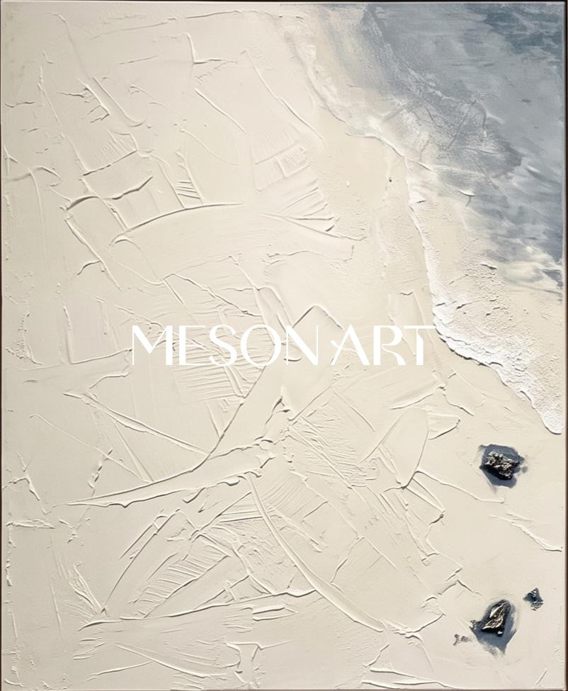 Beige And Gray Abstract Landscape Painting Rectangular Wall Art Original Artist By Mesonart