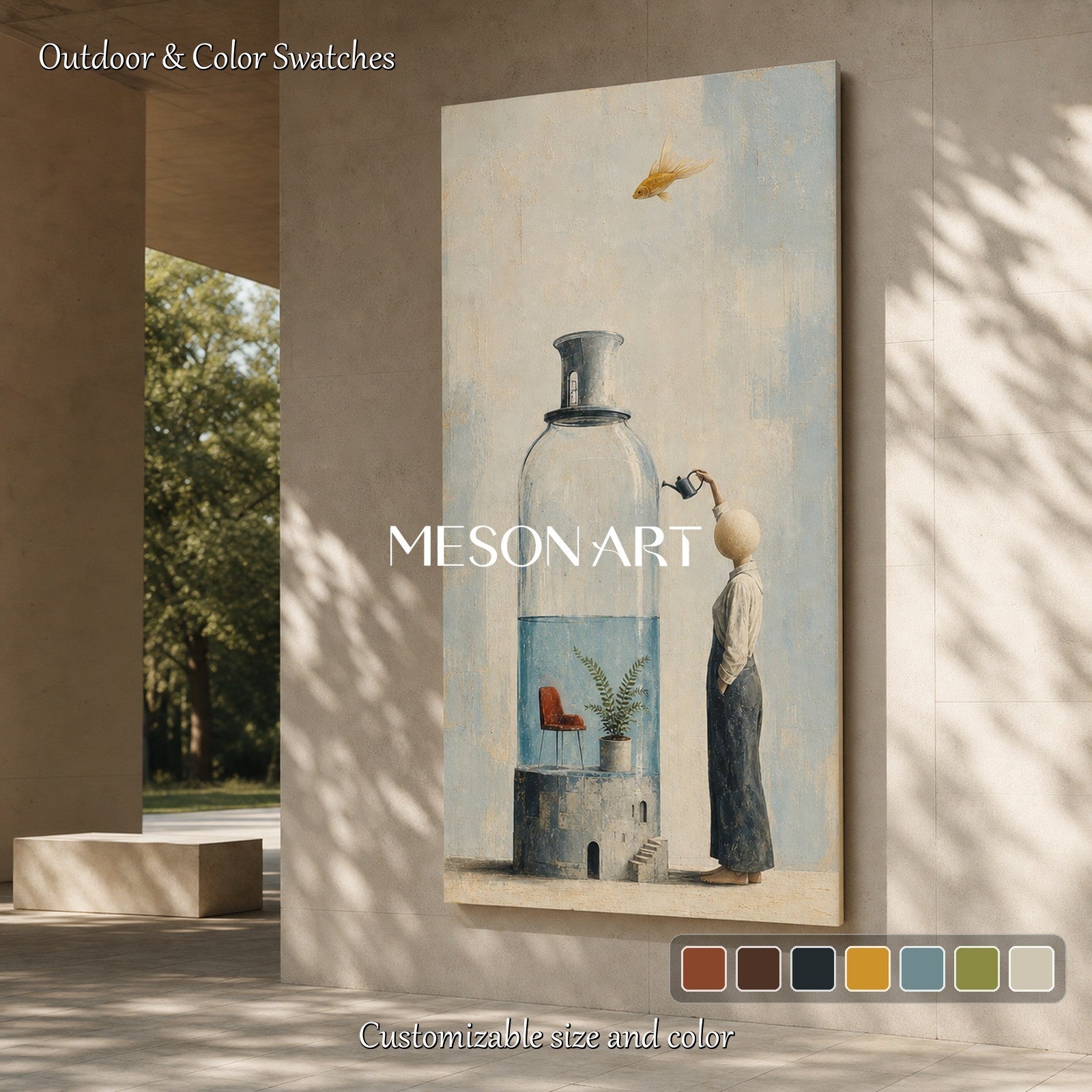 Surrealist Art Painting With Dreamlike Symbols For Modern Living Room Decor